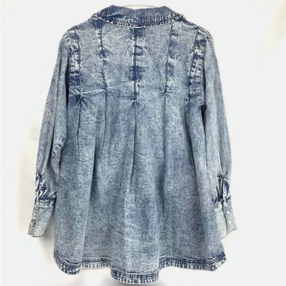 Free People Charlie Denim Button Down Shirt - Picture 6 of 9